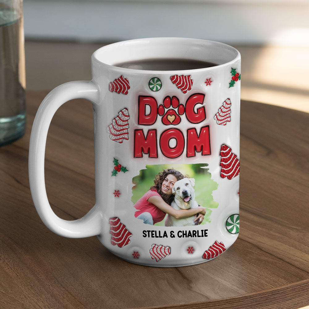 Personalized Dog Mom Tree Cake Photo 3D Inflated Effect Ceramic Mug
