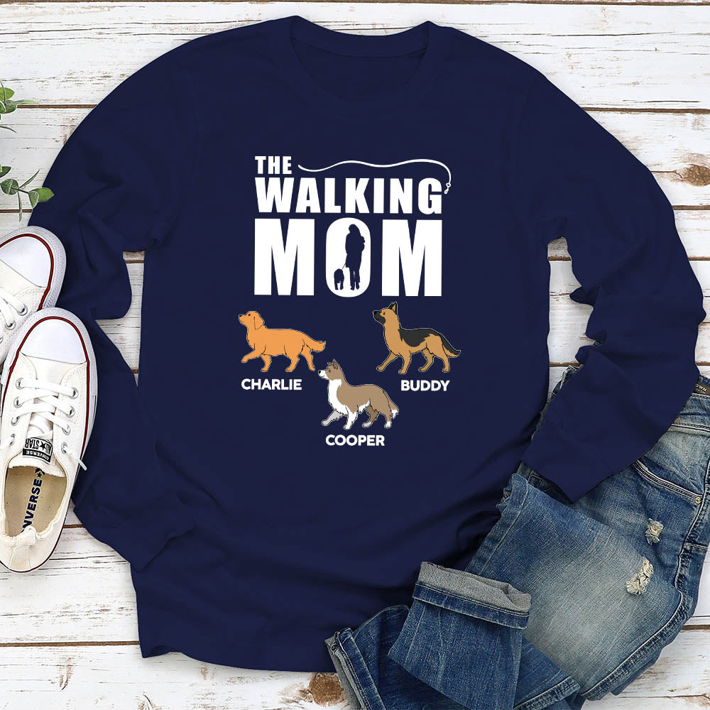Personalized Custom Long Sleeve T-shirt: Walking The Dog - Ideal Gift for Pet Lovers
