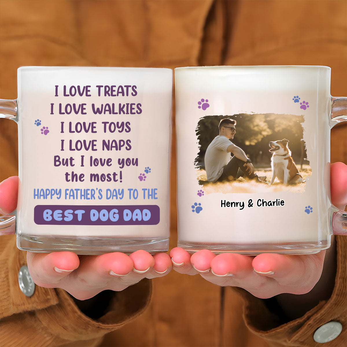 Personalized 'I Love You The Most' Dog Mom & Dad Photo Glass Mug