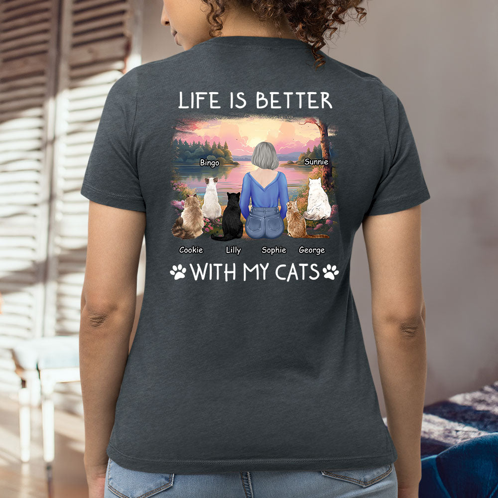 Personalized Custom Women's 'Better With Cats' T-shirt - Ideal Gift for Pet Lovers