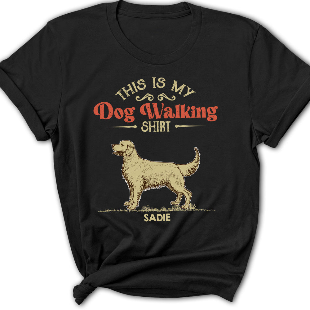 Personalized Vintage Dog Walking Women's T-shirt - Unique Gift for Pet Lovers