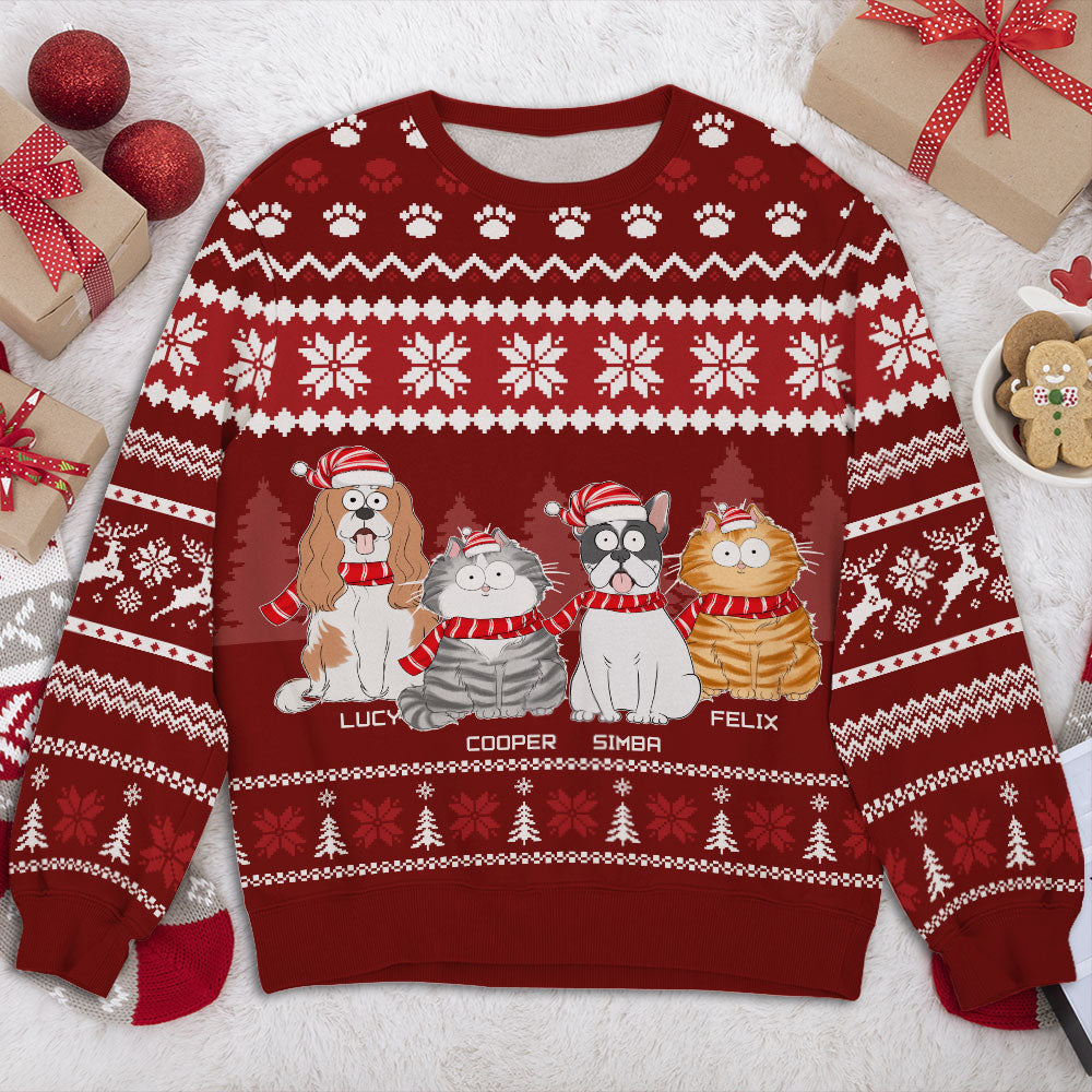 Personalized Custom All-Over-Print Funny Pet Christmas Sweatshirt
