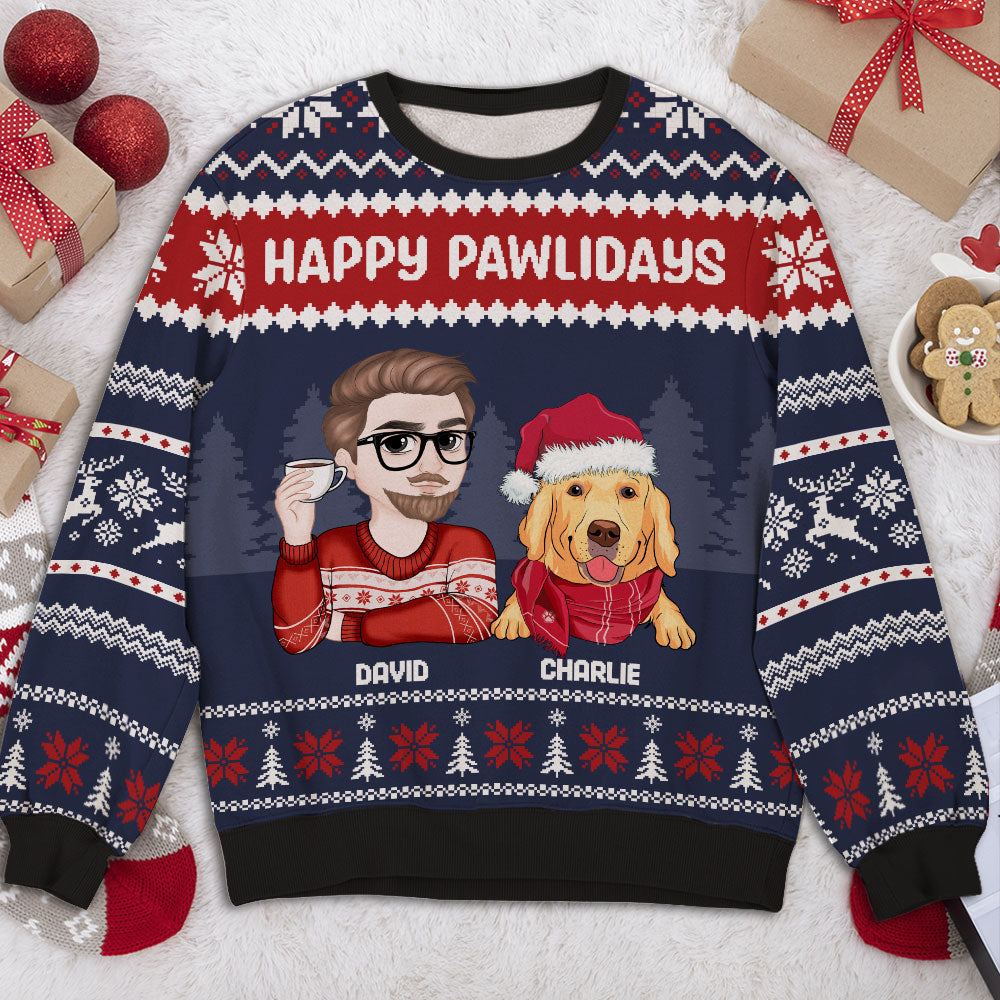 Personalized Custom All-Over-Print Christmas Sweatshirt for Dog Moms and Dads