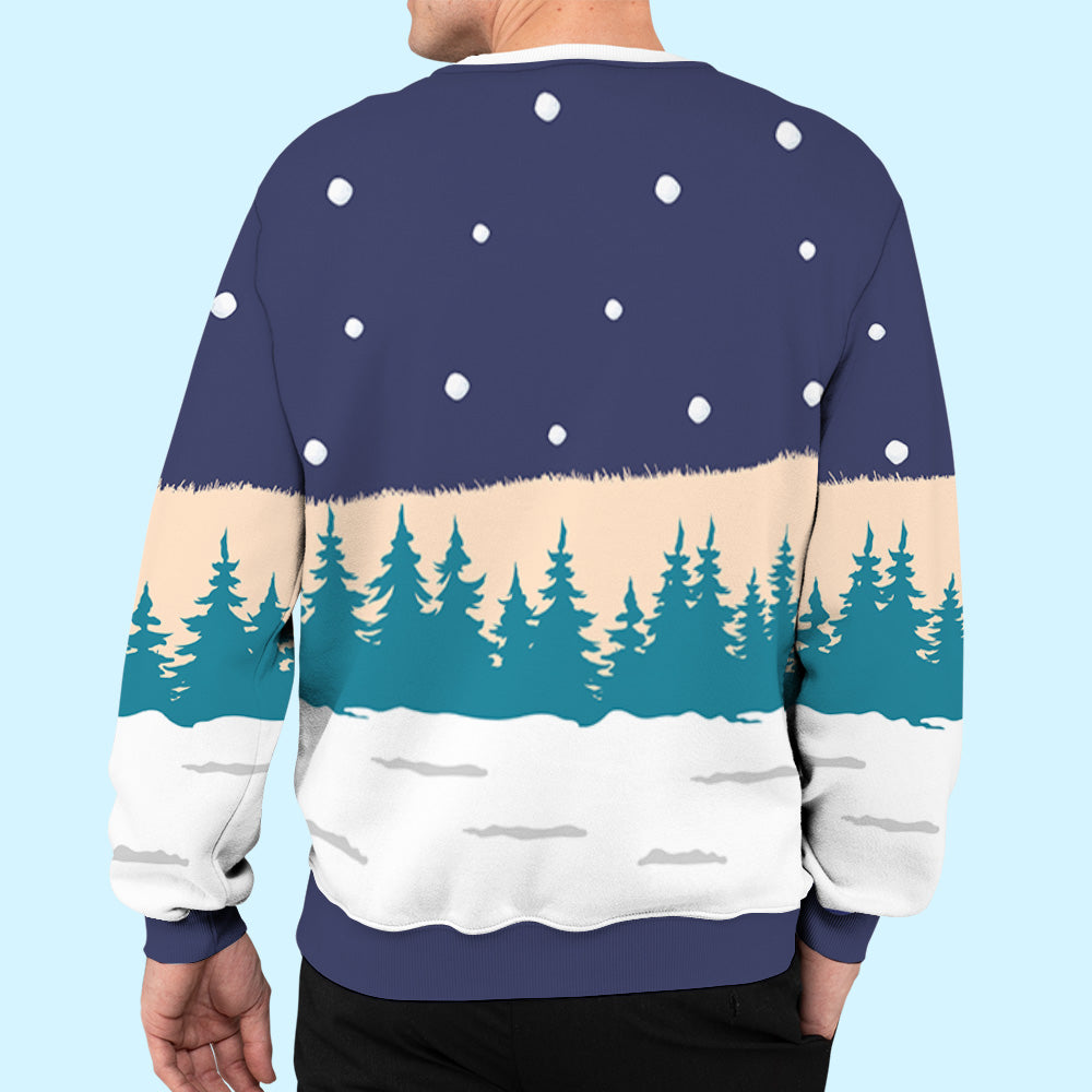 Personalized Custom Photo All-Over-Print 'Dashing Through Snow' Sweatshirt - Ideal for Pet Lovers