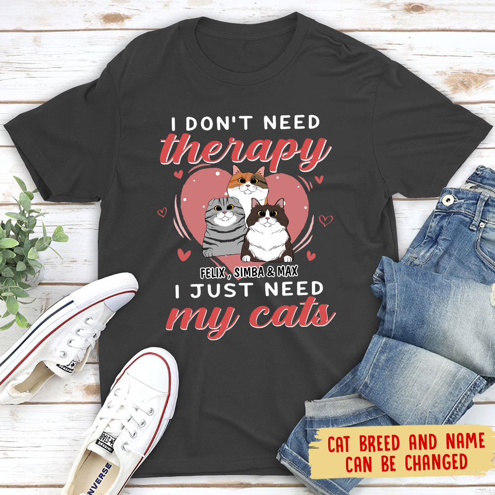 Therapy And Cats Personalized Unisex Custom T - shirt: Ideal Gift for Pet Lovers