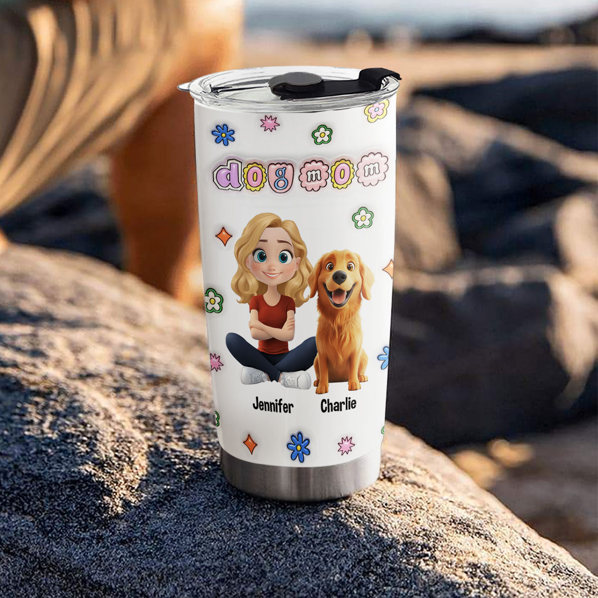 Personalized 3D Inflated Effect Tumbler for Dog Moms - Love Yourself!