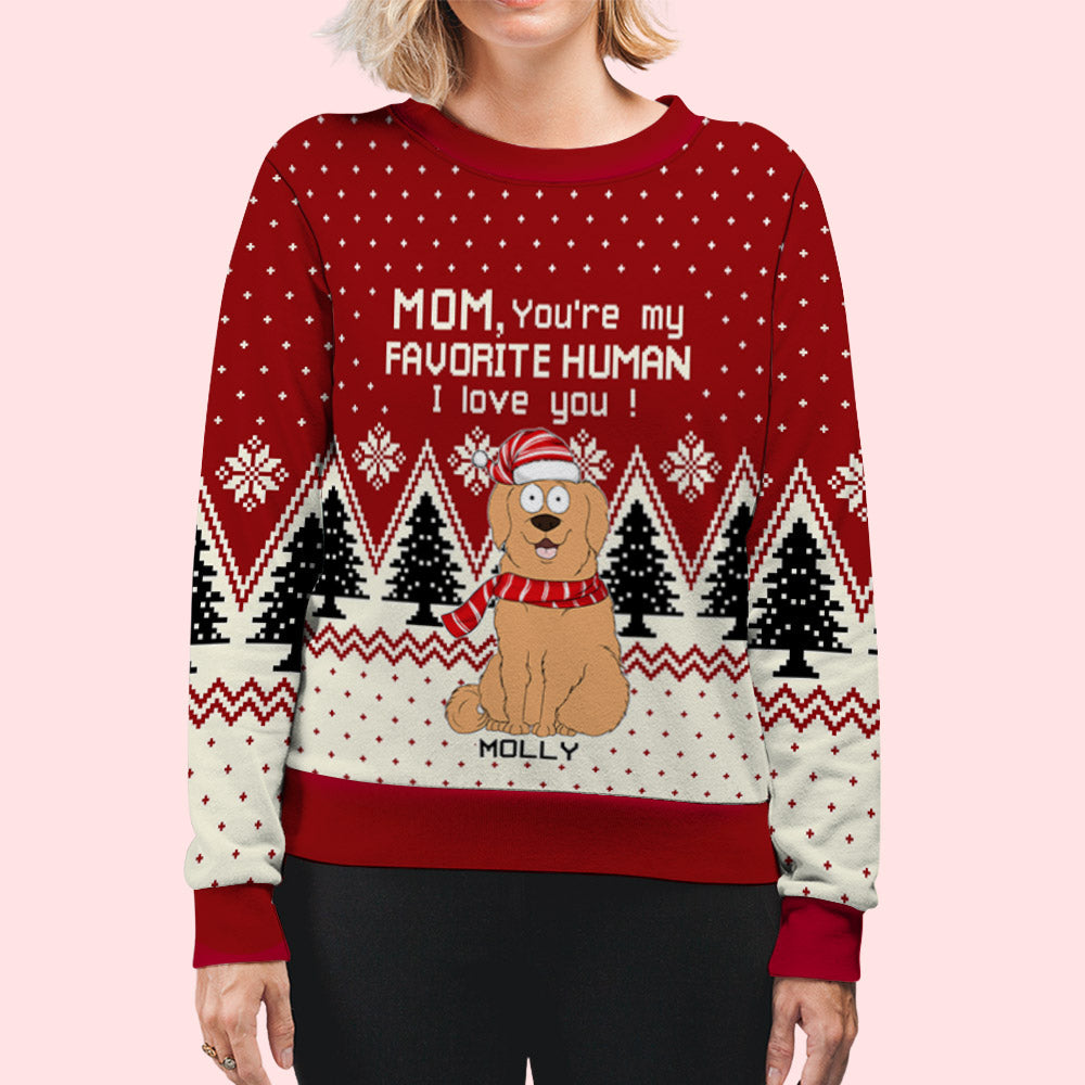 Personalized Custom 'You Are My Favorite Human' All-Over-Print Sweatshirt for Pet Lovers
