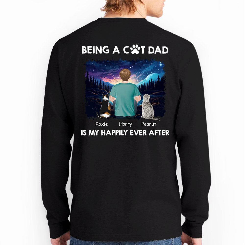 Happy Dad Together - Customizable Personalized Long Sleeve T - shirt for Pet Lovers