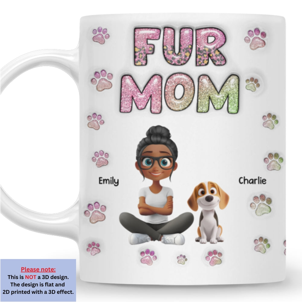 Personalized 3D Inflated Effect Fur Mom Lovely Chibi Mug - Ideal Gift for Loved Ones