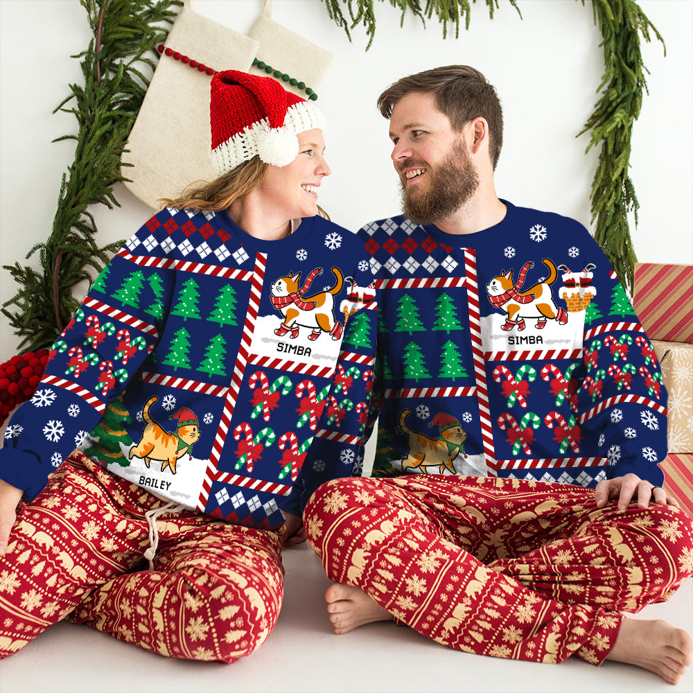 Meowy Catmas Patchwork - Personalized Custom All-Over-Print Pet Lover's Sweatshirt
