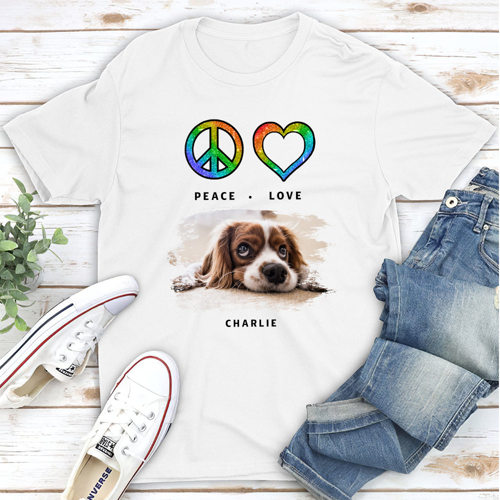 Peace Love Dog Pattern - Personalized Custom Unisex T-shirt for Pet Enthusiasts
