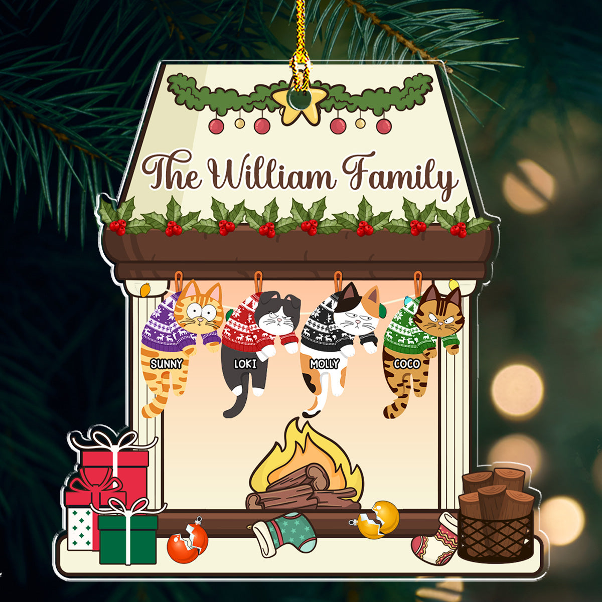 Customizable Personalized Acrylic Christmas Ornament - We Are Not Naughty Cats