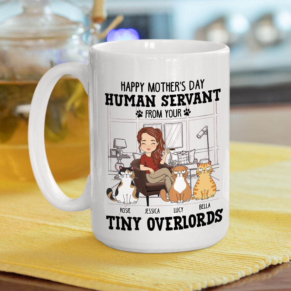 Customizable Personalized Coffee Mug: A Human Servant Gift for Cat Lovers