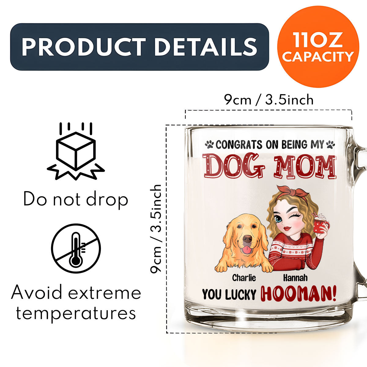 Personalized Custom Glass Mug for Dog Moms and Dads - A Congratulatory Keepsake