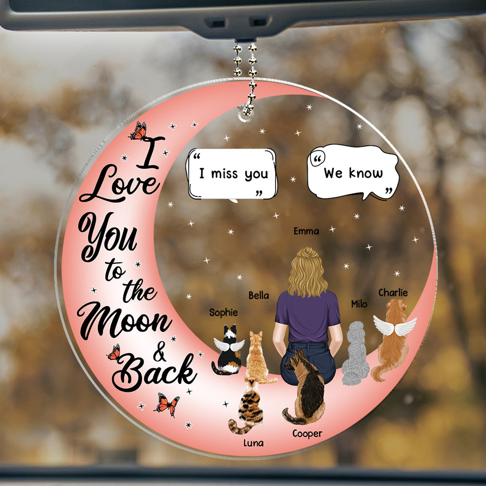 Personalized 'I Love You To The Moon And Back' Acrylic Car Ornament - A Heartfelt Keepsake