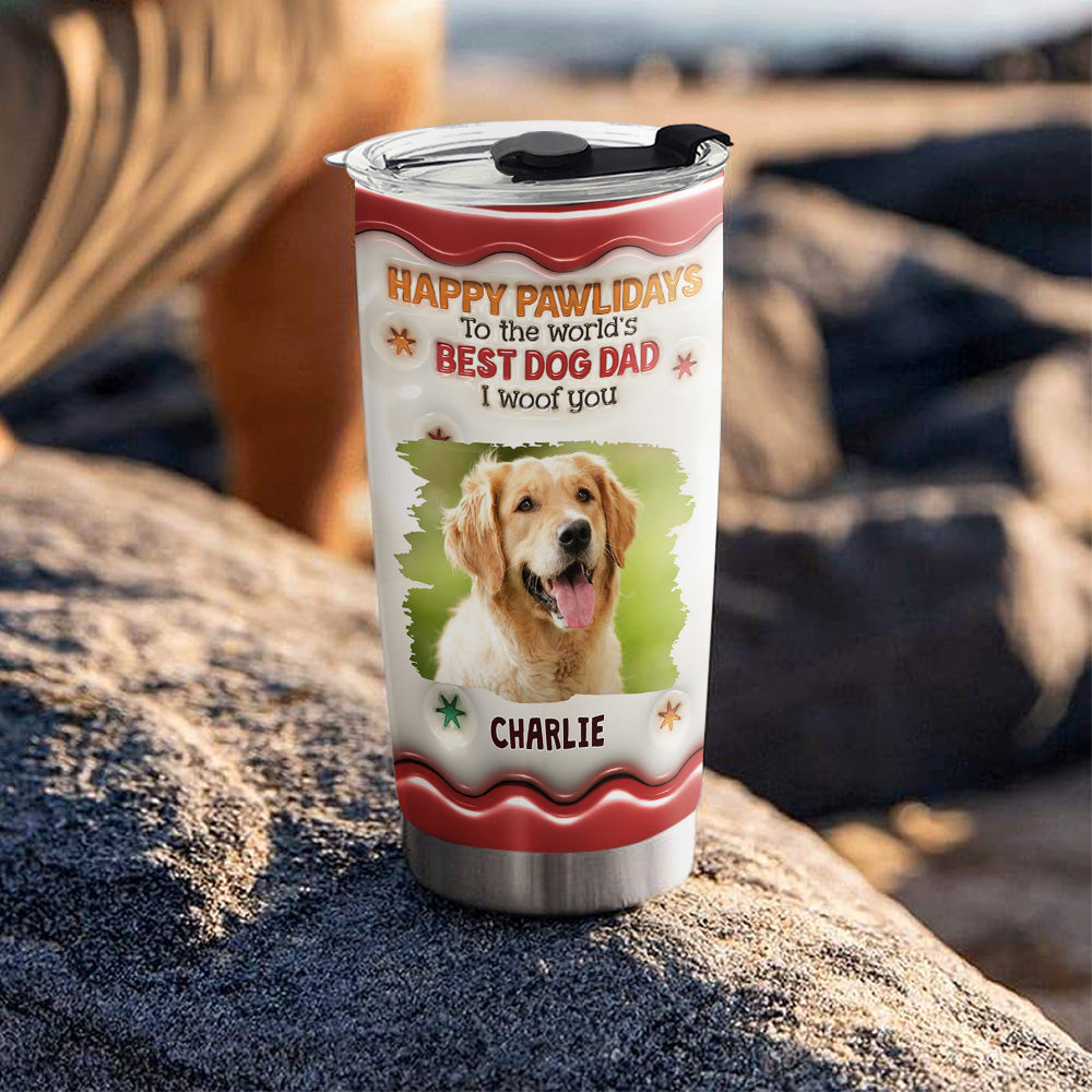 Happy Pawlidays Personalized 3D Inflated Effect Custom Tumbler for Unique Expression