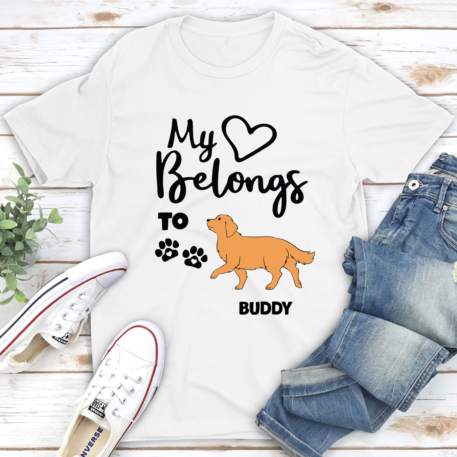 Personalized Custom Unisex 'Heart Belongs To Dog' T-shirt - Ideal Gift for Pet Lovers
