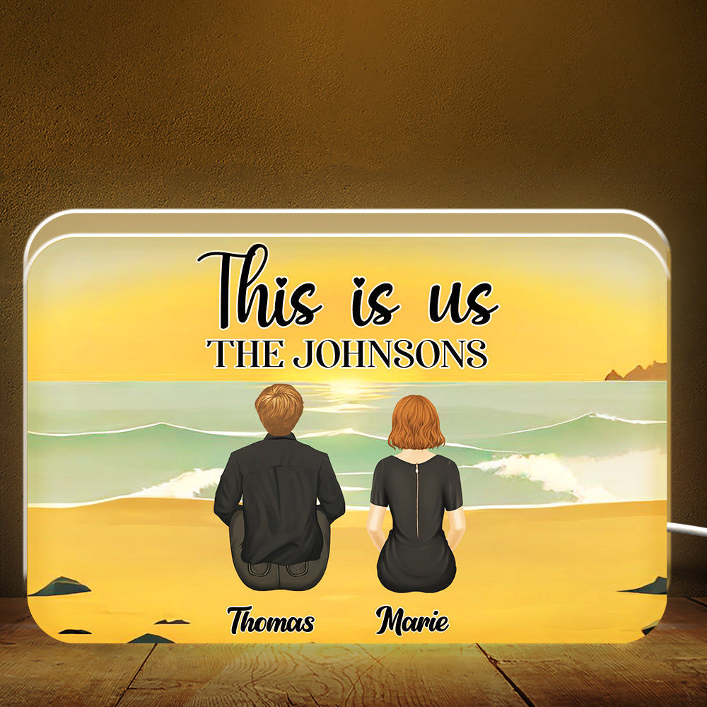 Personalized Family Retro Vintage Beach Landscape Memorial Light Box
