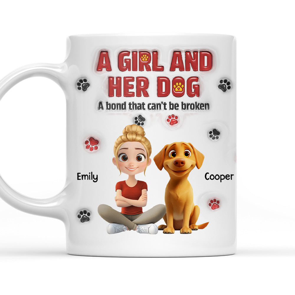Personalized Custom 3D Inflated Effect Mug - A Girl And Her Dog Version 2