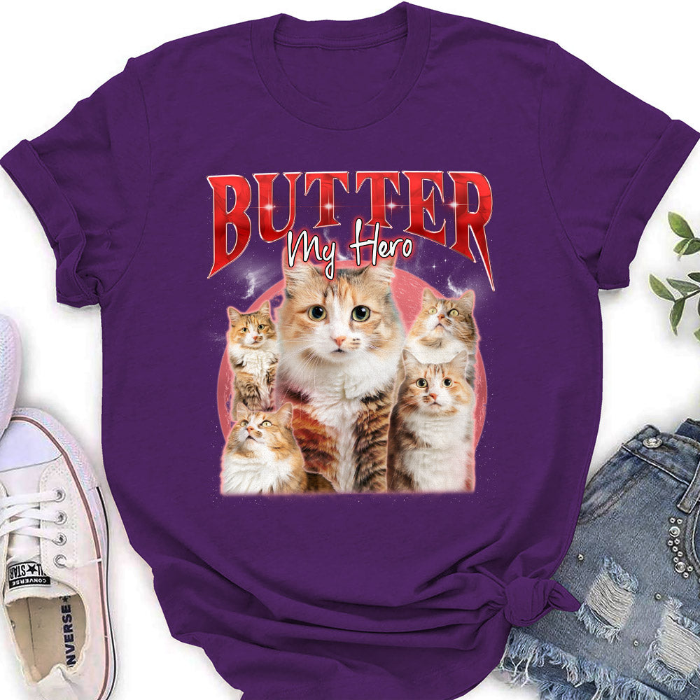 Customizable Pet Face Vintage 9 Personalized Women's T - shirt: Ideal Gift for Pet Lovers