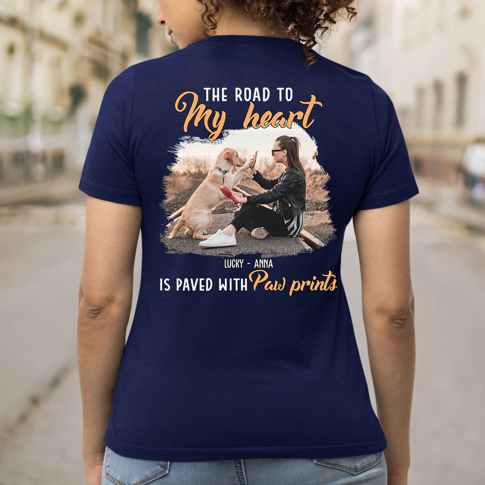 Personalized Paw Prints Photo Women's Custom T-shirt - Ideal Gift for Pet Lovers