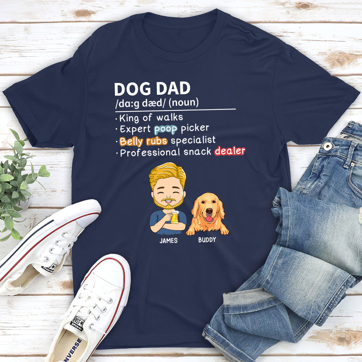 Personalized Custom Unisex Dog Dad and Mom Definition T-Shirt - Ideal Gift for Pet Lovers