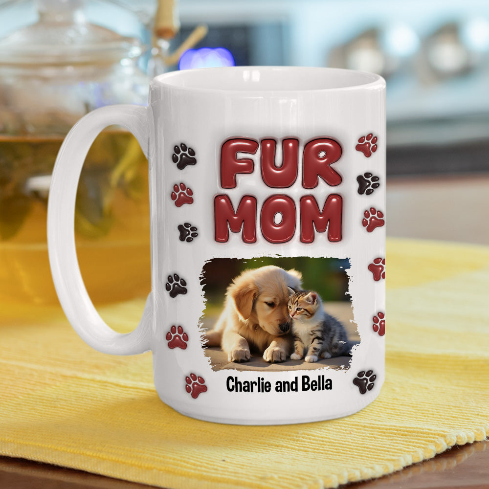 Personalized 3D Inflated Effect Lovely Fur Mama Photo Mug