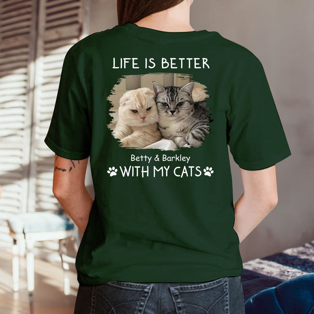Personalized 'Better With Cats' Unisex T - shirt: Ideal Gift for Pet Lovers