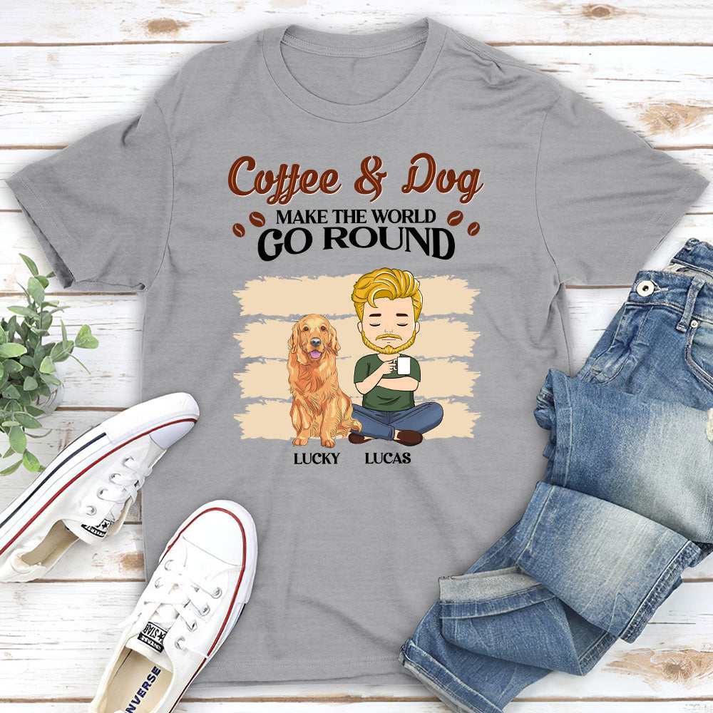 Customizable Dog and Coffee Unisex T-shirt - Ideal Gift for Pet Lovers