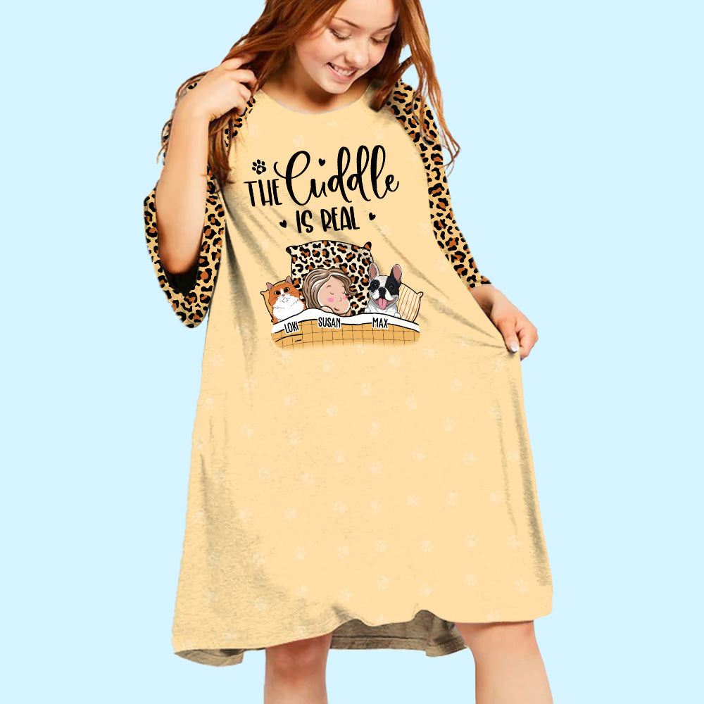 The Real Cuddle - Personalized 3/4 Sleeve Custom Dog Mom Dress