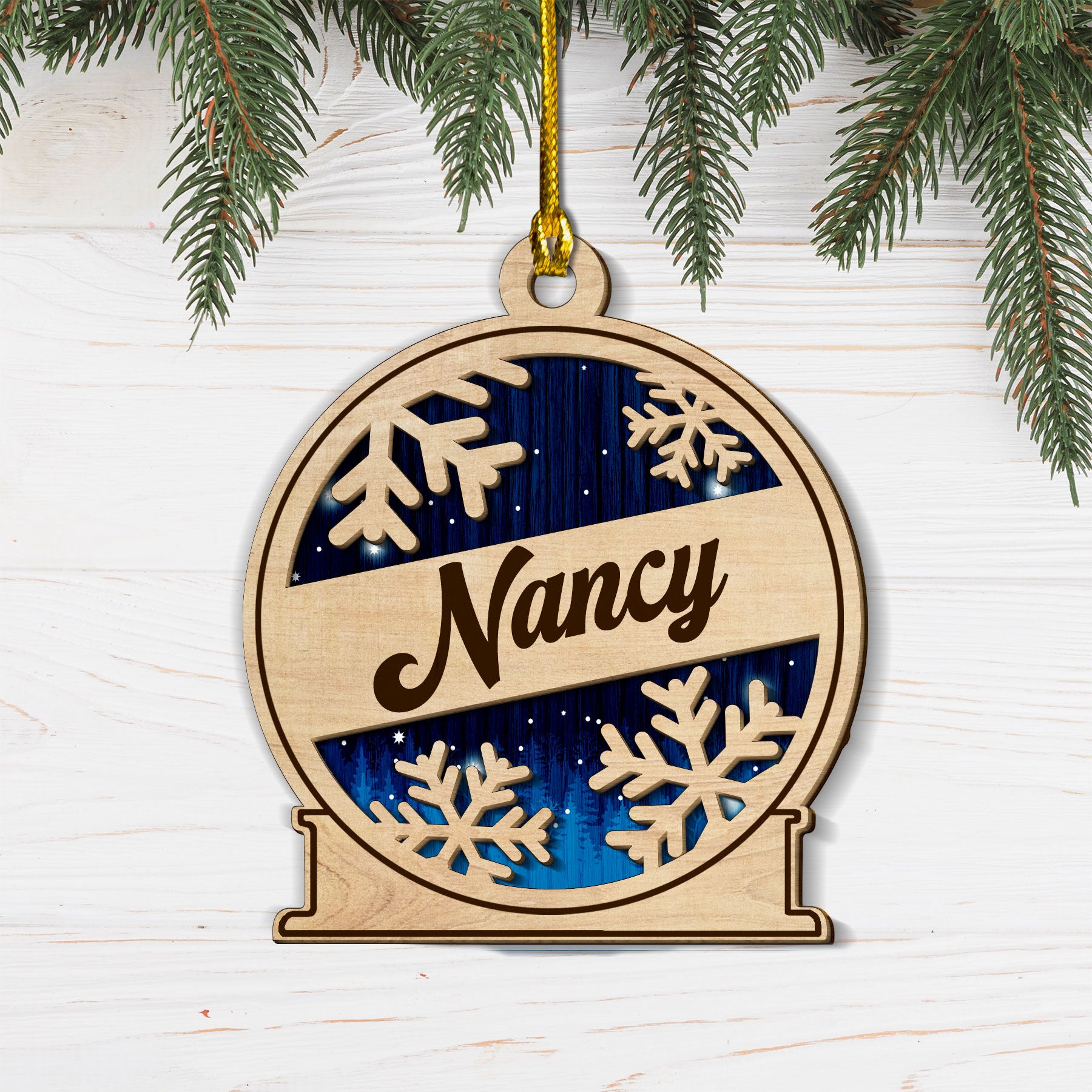 Customizable 2-Layered Wood Family and Pet Christmas Ornament