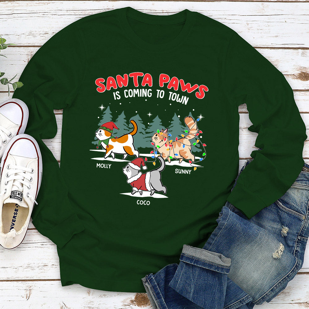 The Santa Paws - Customizable Personalized Long Sleeve T - shirt for Pet Lovers
