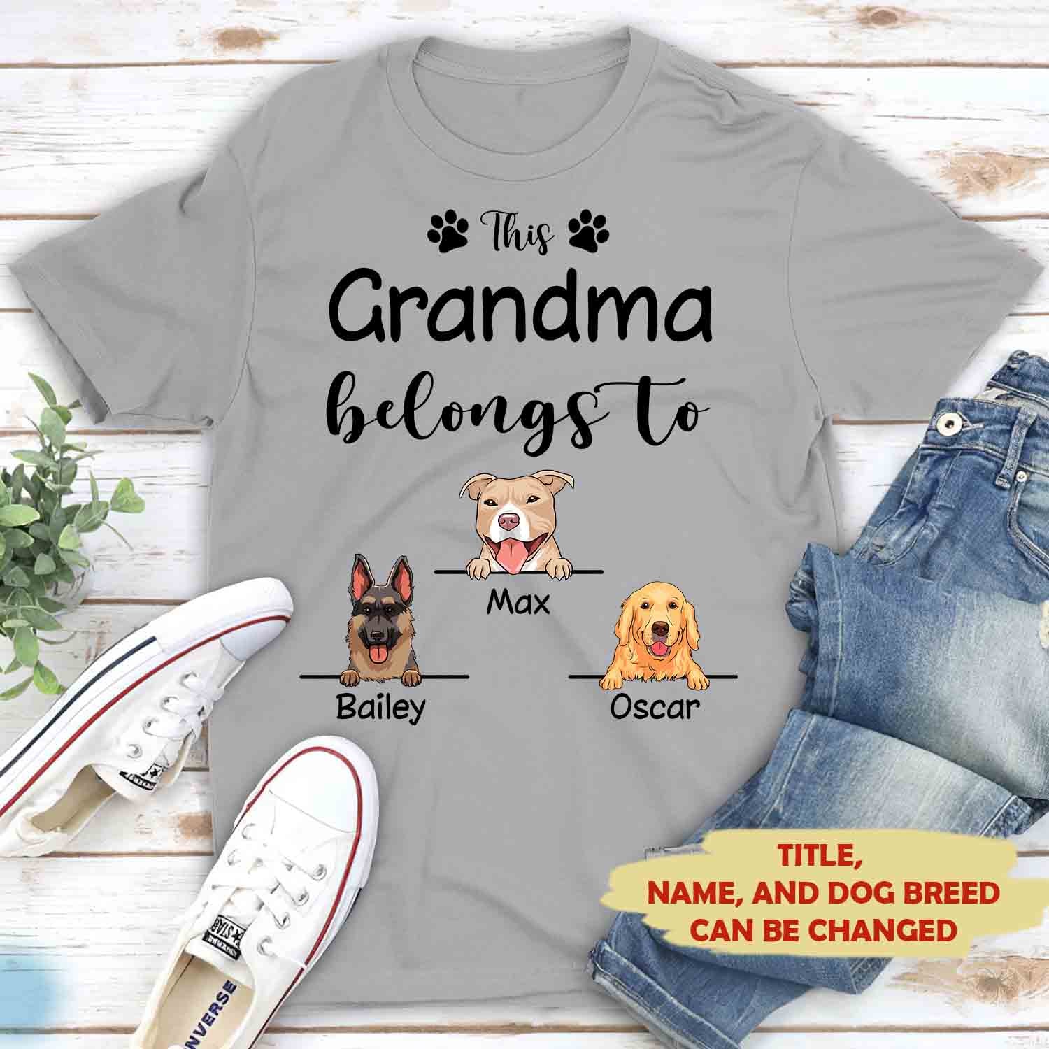 Personalized Unisex 'This Grandma Belongs to' T-shirt - Ideal for Pet Lovers