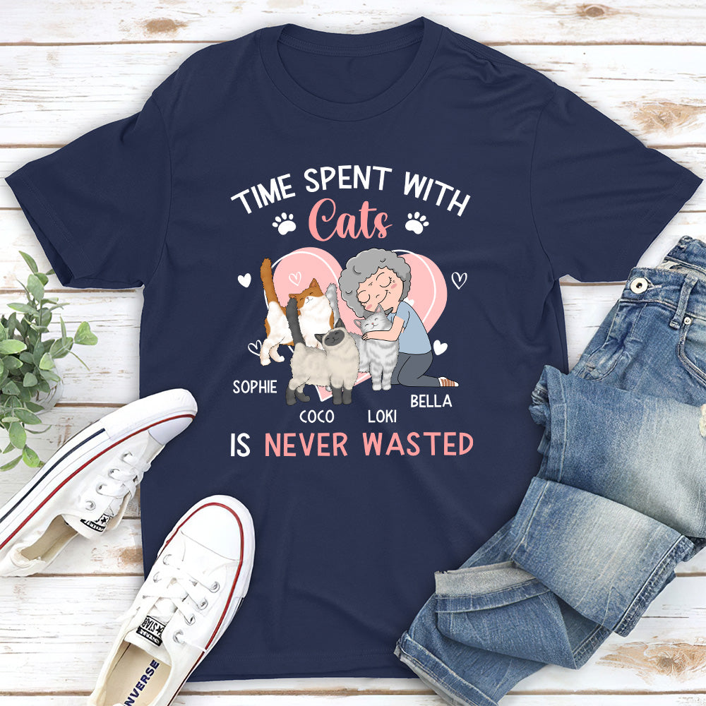 Spent Cat Time - Customizable Unisex Personalized Cat Lover T-shirt