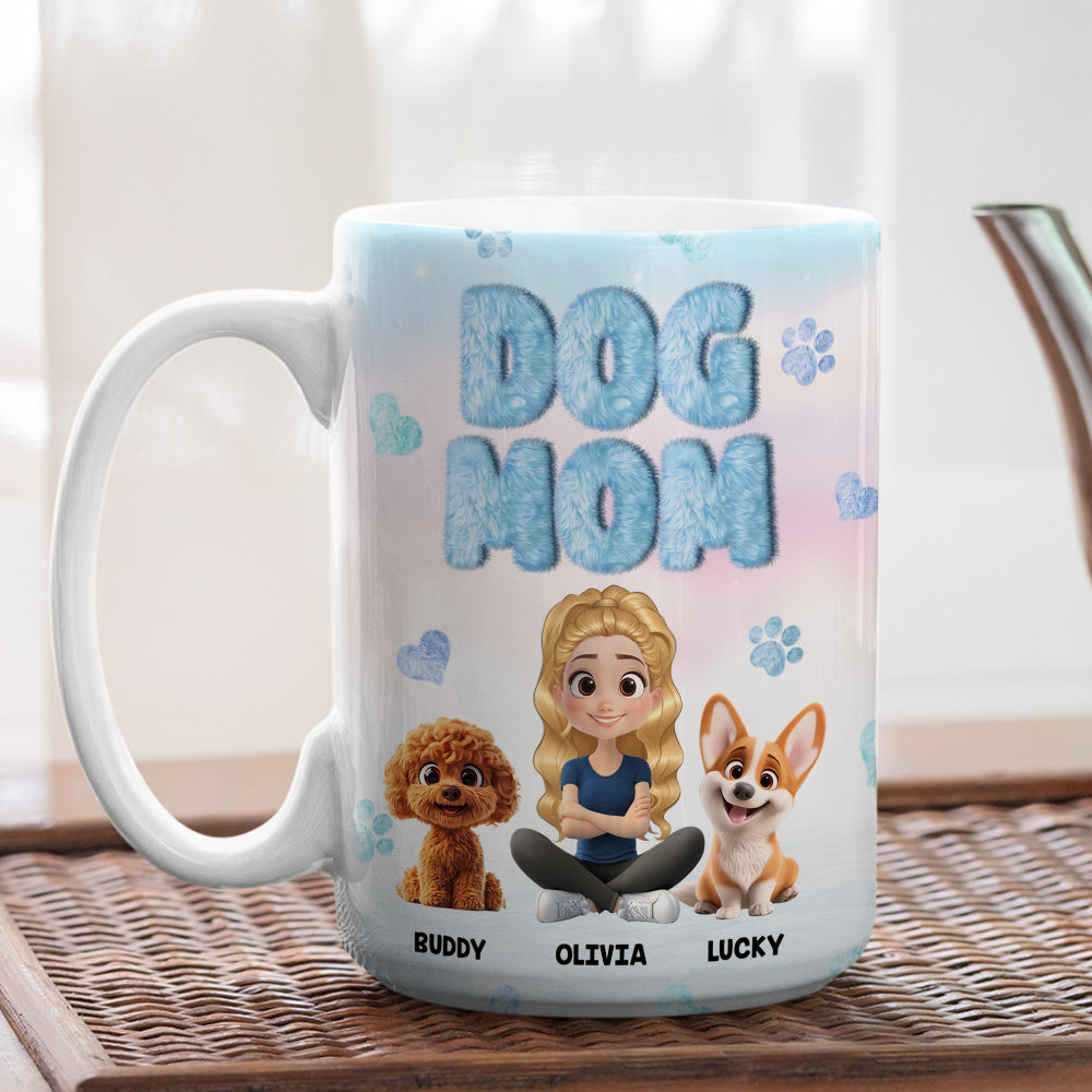 Personalized 3D Inflated Effect Fluffy Dog Mom Mug