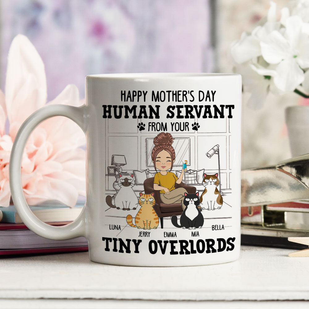 Customizable Personalized Coffee Mug: A Human Servant Gift for Cat Lovers