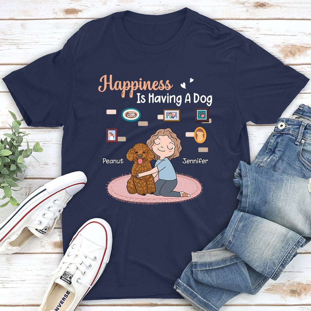Personalized Unisex 'Happiness Is Having A Dog' T-shirt - Ideal Gift for Pet Lovers