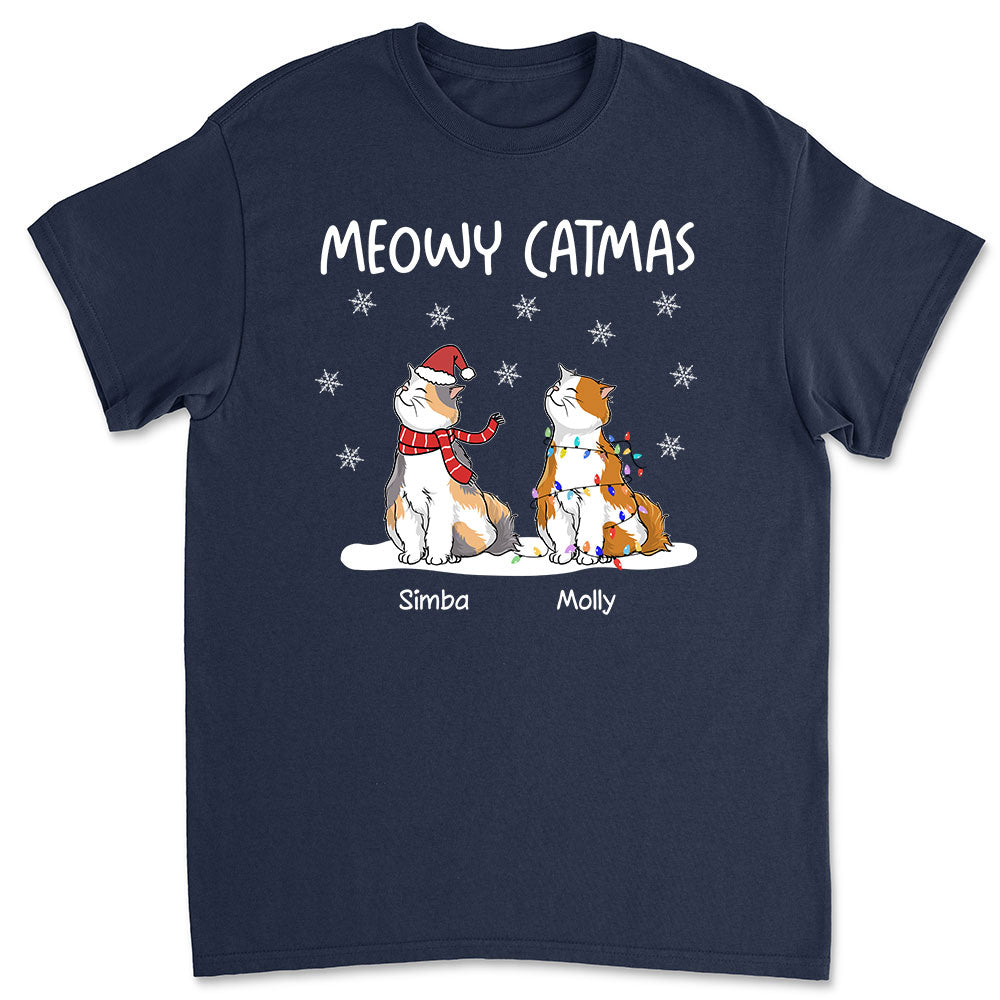Meowy Catmas - Customizable Unisex Personalized Cat Lover T-shirt