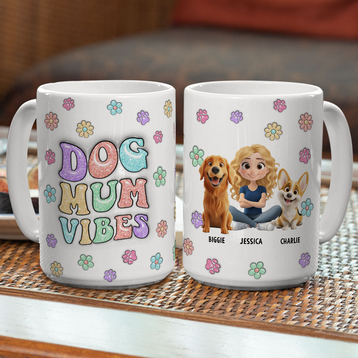 Personalized 3D Inflated Effect Ceramic Mug for Dog Moms - A Cute and Vigor - Starting Gift