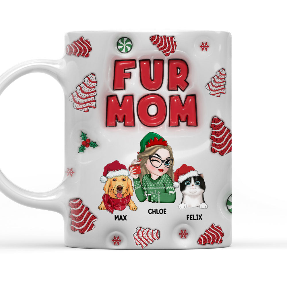 Personalized 3D Inflated Effect Fur Mom Tree Cake Mug