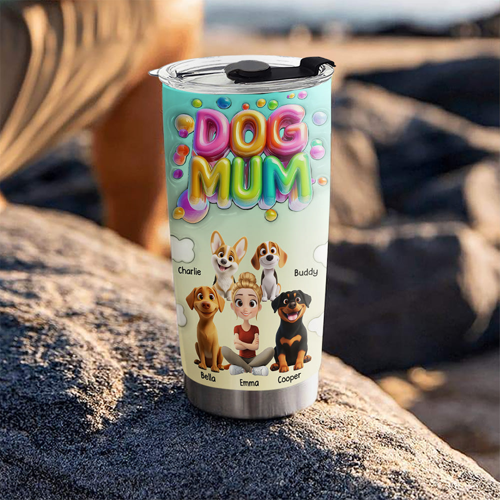 Personalized Puppy Love Moments 3D Inflated Effect Custom Tumbler - Ideal for Every Occasion