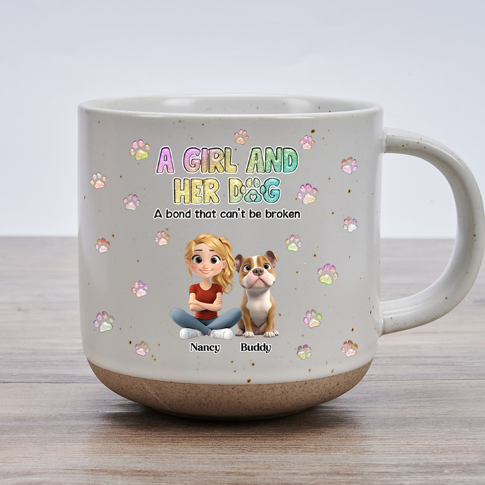 Personalized Custom 'A Girl And Her Dog' Pottery Mug for a Heart - warming Experience
