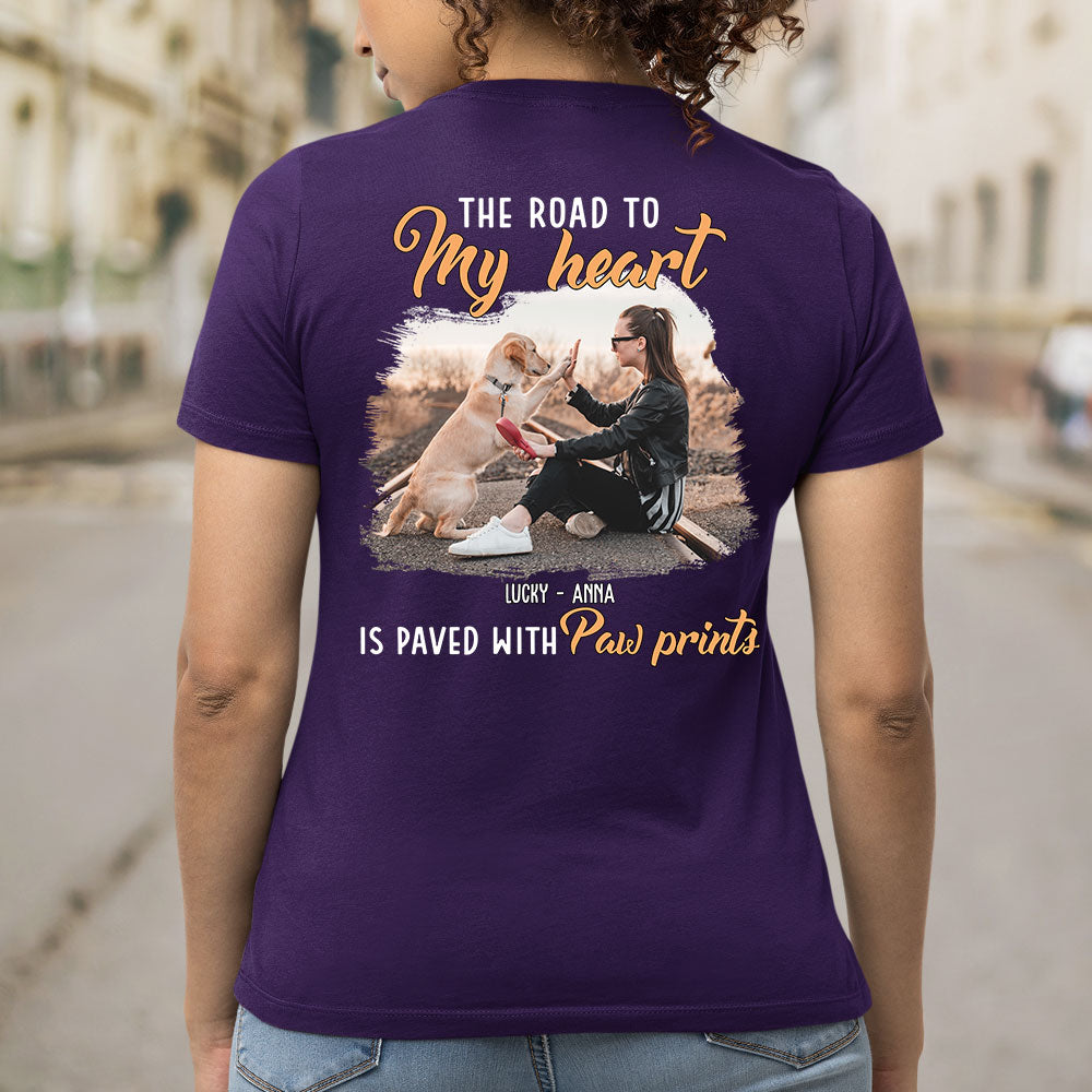 Personalized Paw Prints Photo Women's Custom T-shirt - Ideal Gift for Pet Lovers
