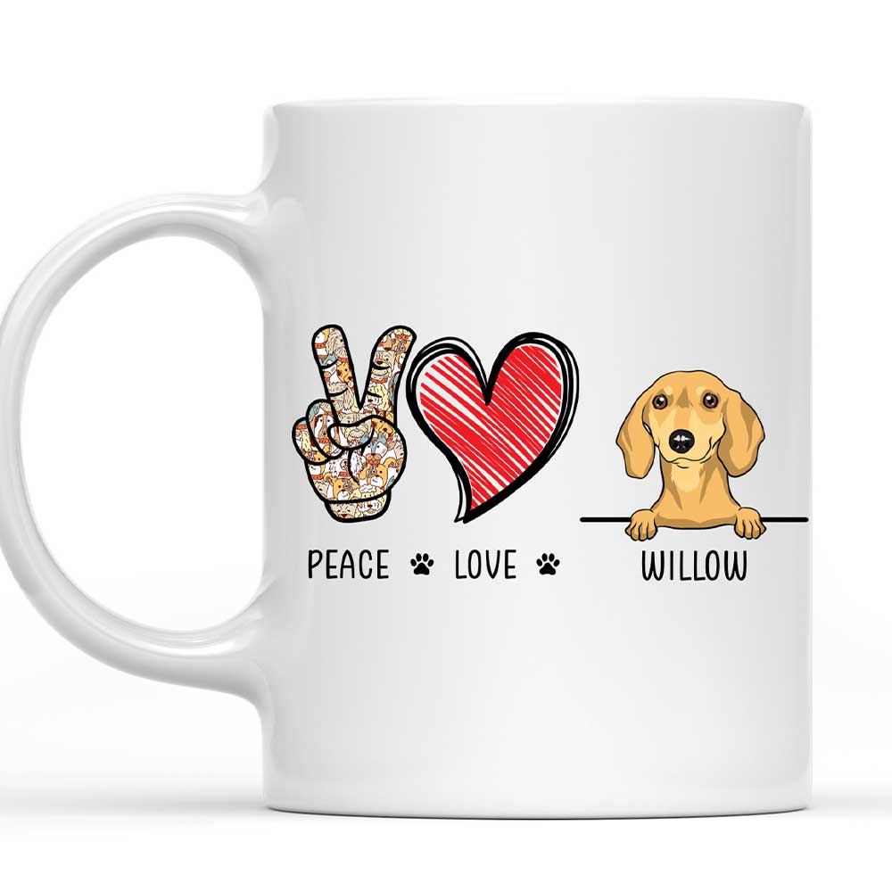 Peace, Love & Dog Personalized Coffee Mug - Ideal Gift for Pet Lovers