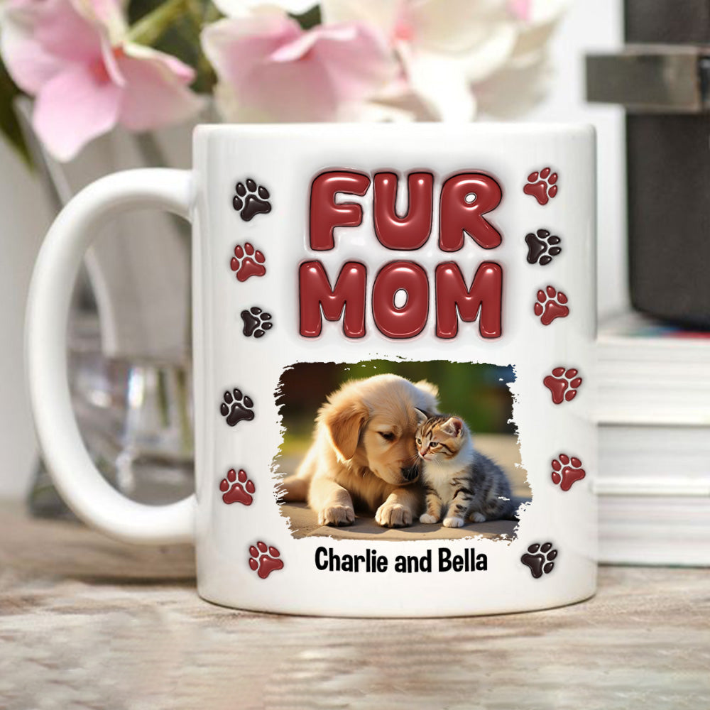 Personalized 3D Inflated Effect Lovely Fur Mama Photo Mug