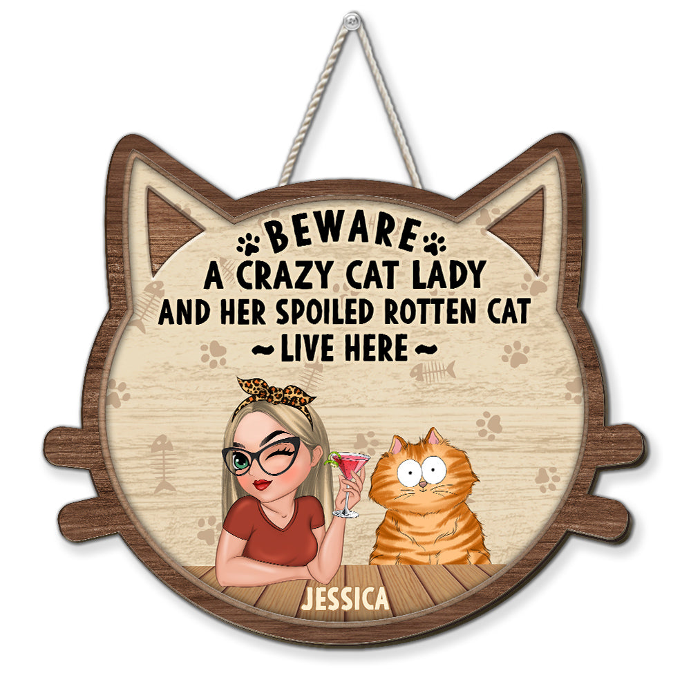 Personalized Custom Wood Sign - Crazy Cat & Cat Lady Delight