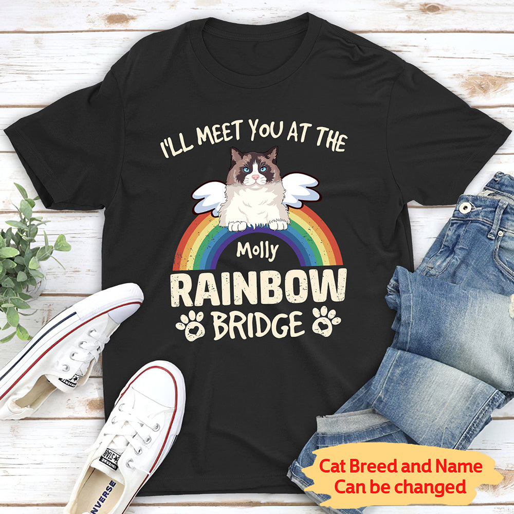 Personalized Custom Unisex 'I'll Meet You At The Rainbow Bridge' Memorial T-shirt for Pet Lovers