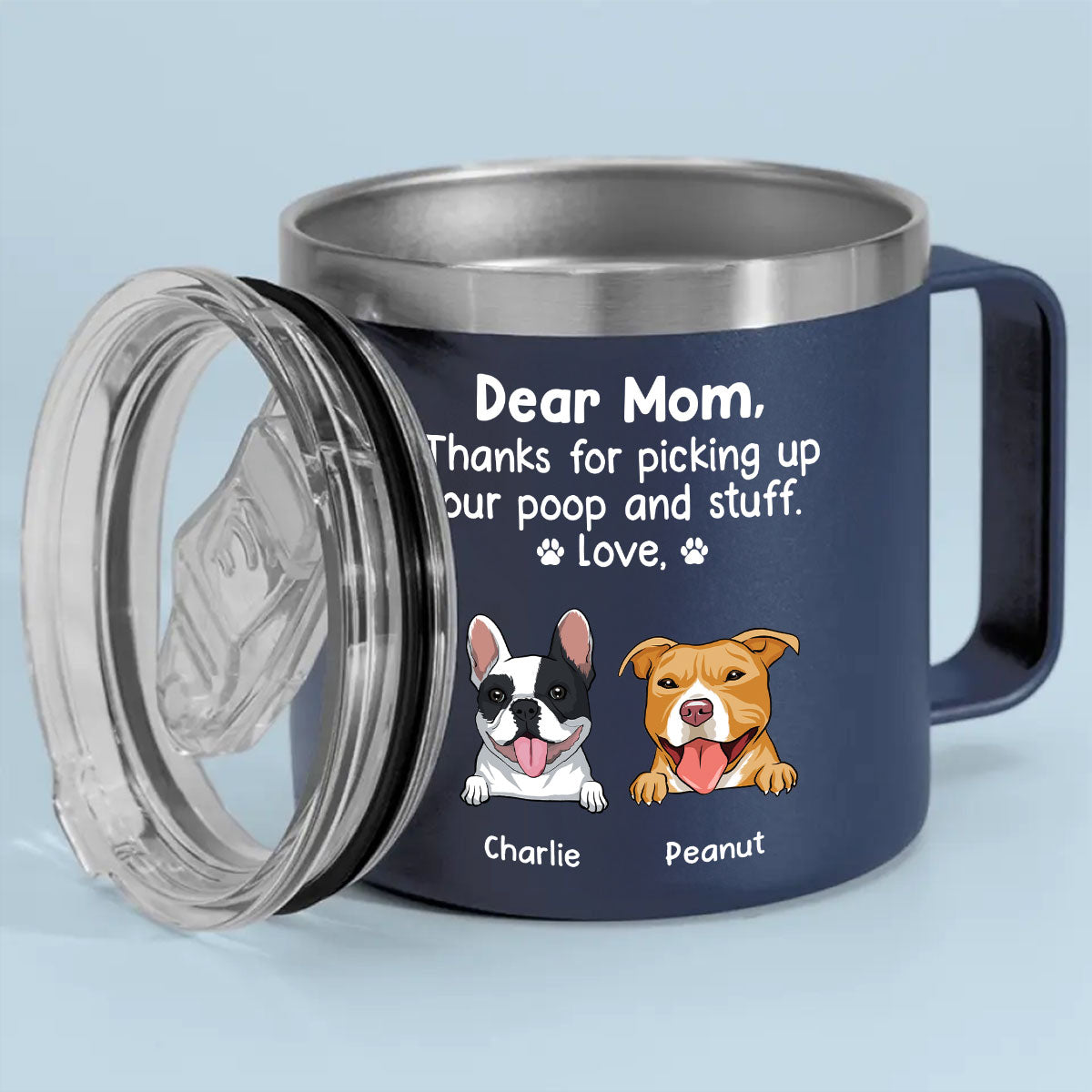 Personalized 14oz Stainless Steel Tumbler with Handle: Thanks for Being My Human Servant
