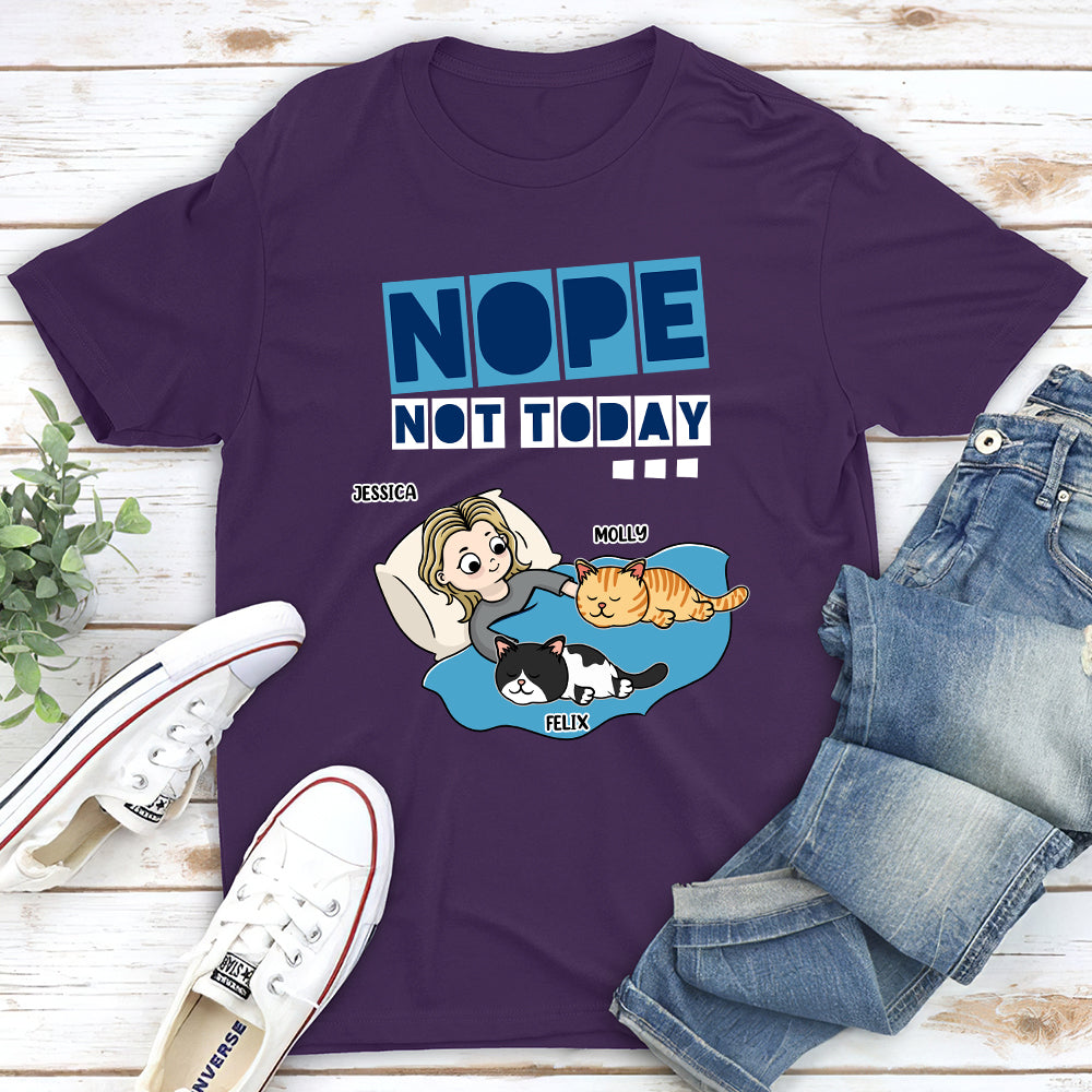 Personalized 'Nope Not Today' Sleeping Cat Unisex T-shirt - Ideal Gift for Pet Lovers