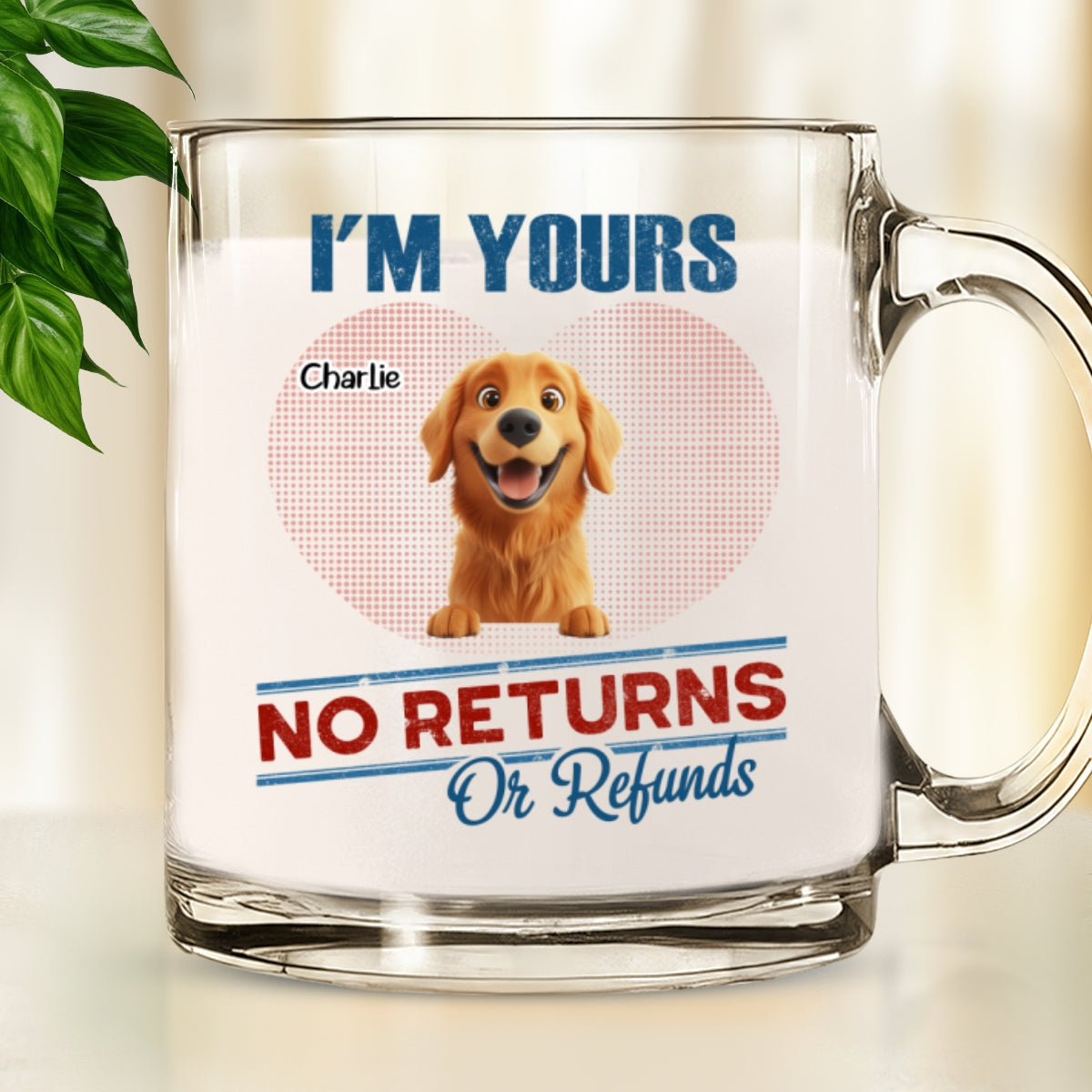 No Returns Or Refunds - Customizable Personalized Glass Mug for Memorable Moments
